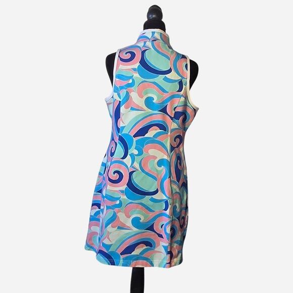 Boston Proper chic zip printed sleeveless dress size medium - Picture 2 of 8